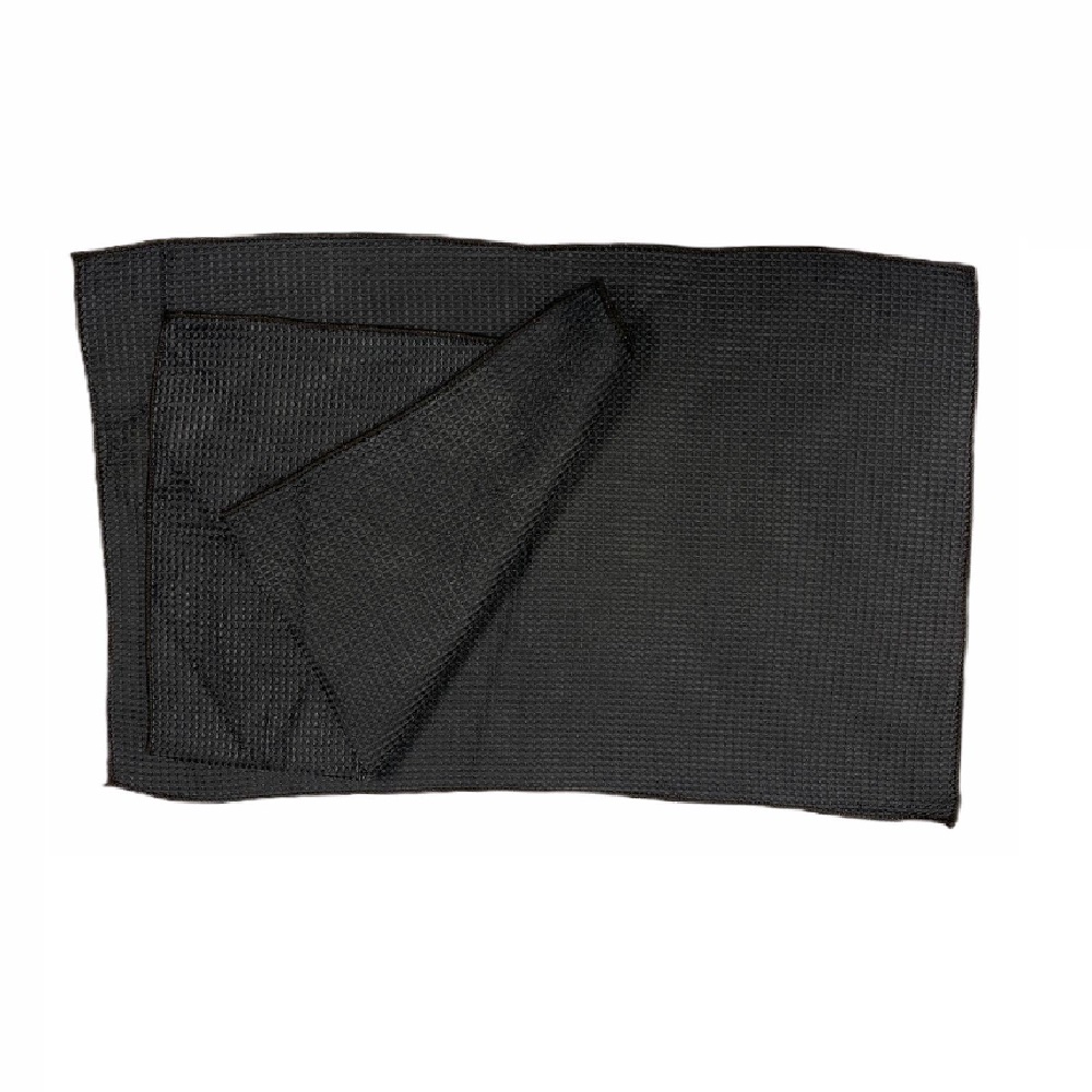15x24 Waffle Weave Microfiber Towel - BLACK | A & H Towels