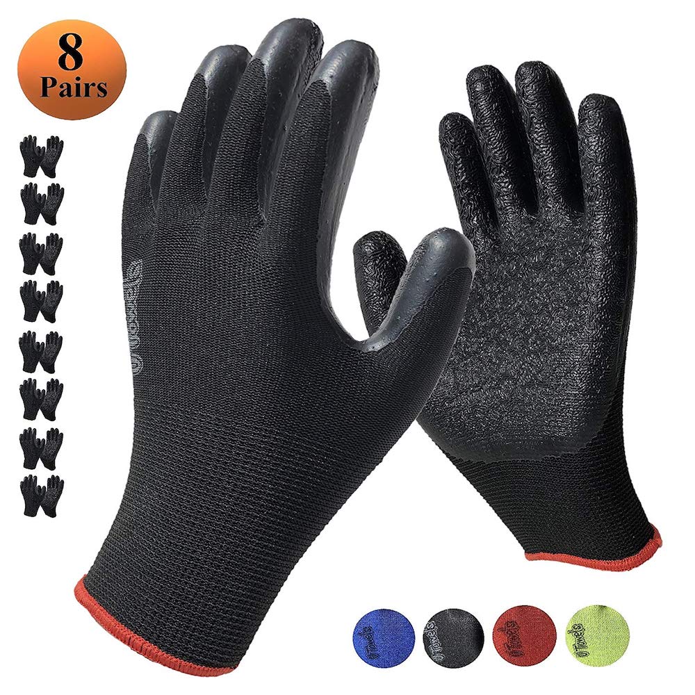 Work Gloves with Textured Firm Grip Coating SMALL SIZE -8 Pack