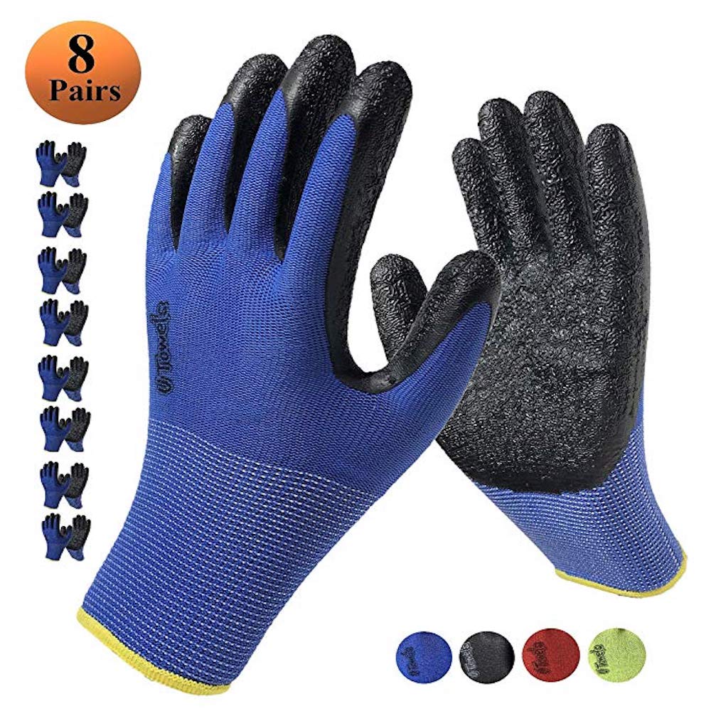 Work Gloves with Textured Firm Grip Coating MEDIUM SIZE -8 Pack