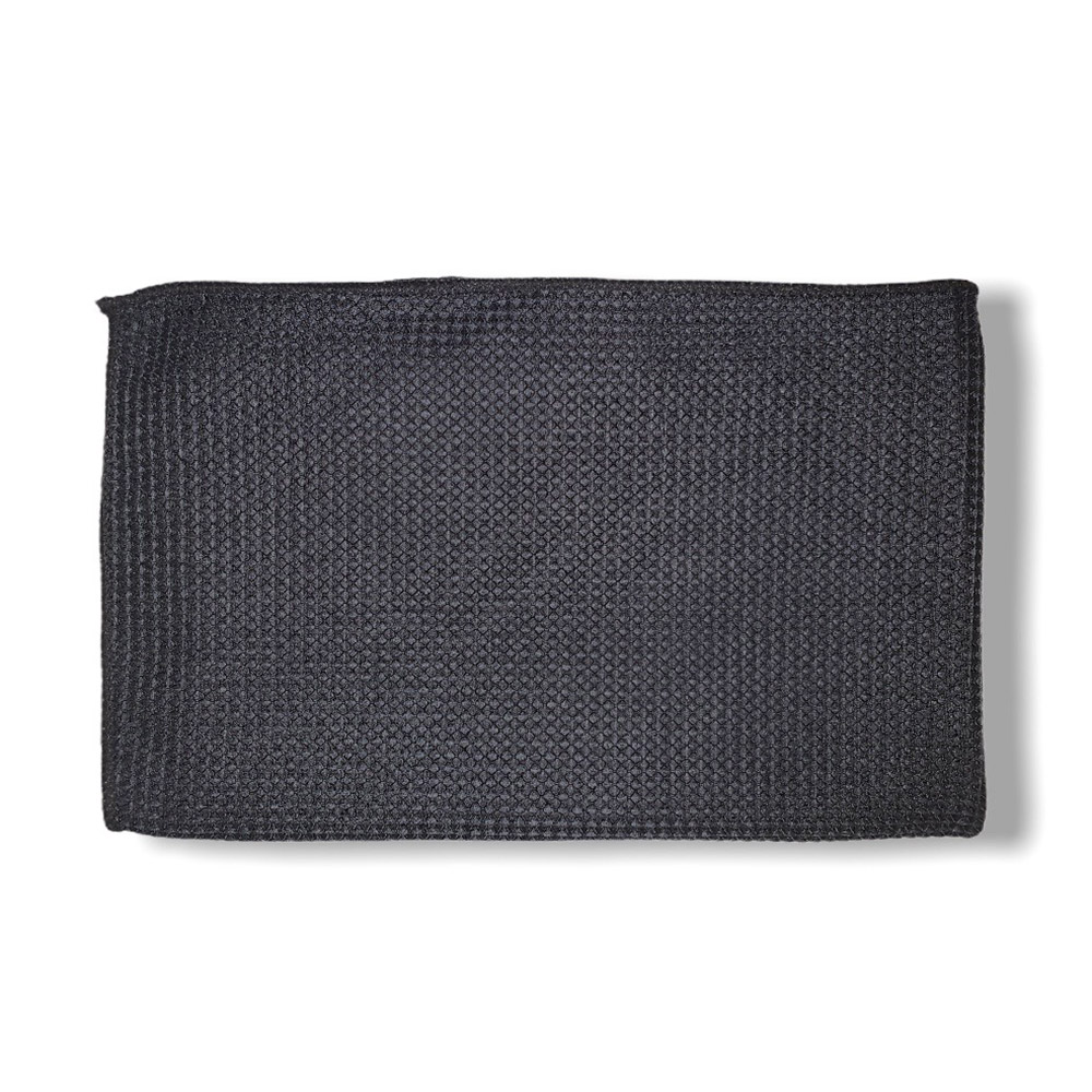 15x24 Waffle Weave Microfiber Towel - BLACK