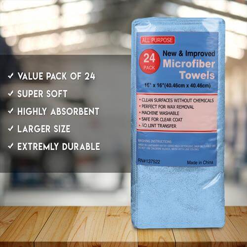 24 Pack Professional Grade 16"x 16" Microfiber Towel