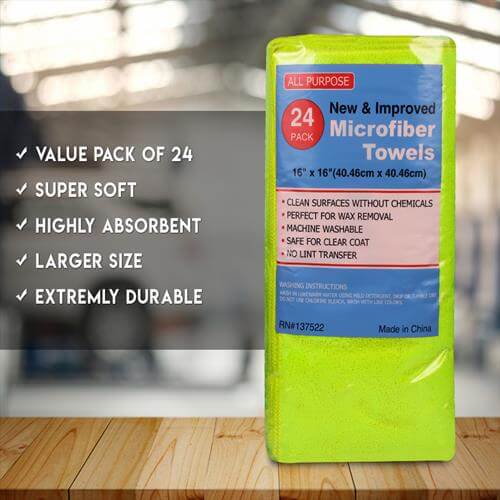 24 Pack Professional Grade 16"x 16" Microfiber Towel