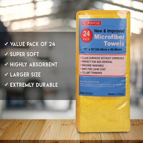 24 Pack Professional Grade 16"x 16" Microfiber Towel