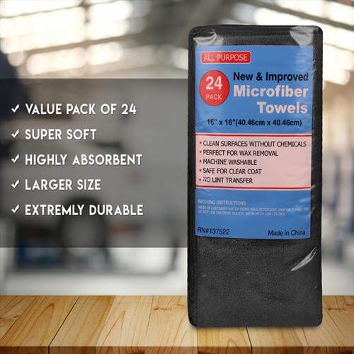 24 Pack Professional Grade 16"x 16" Microfiber Towel