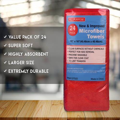 24 Pack Professional Grade 16"x 16" Microfiber Towel