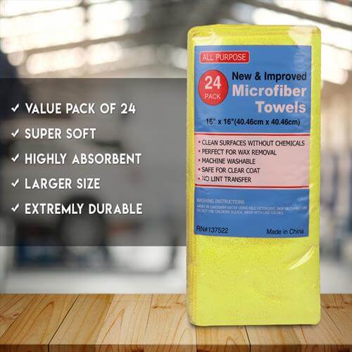 24 Pack Professional Grade 16"x 16" Microfiber Towel