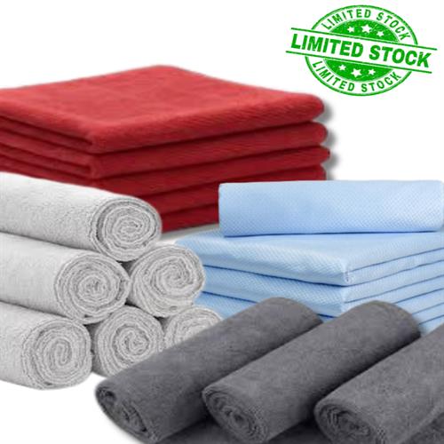 Waffle Weave Microfiber Towel (16x16, 400GSM, Pack of 12)