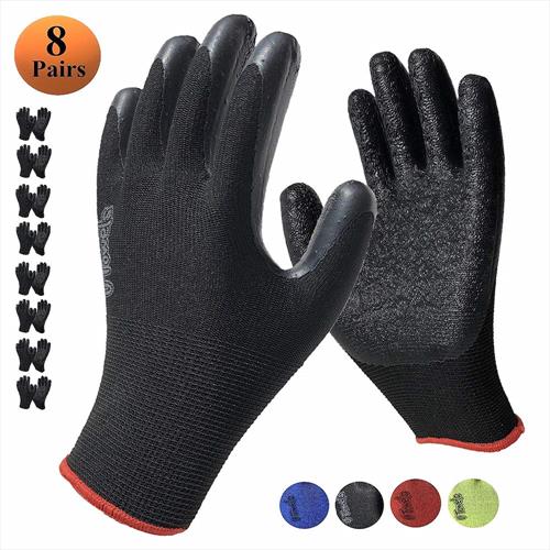 Work Gloves with Textured Firm Grip Coating SMALL SIZE -8 Pack