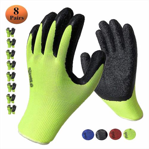 Work Gloves with Textured Firm Grip Coating MEDIUM SIZE -8 Pack