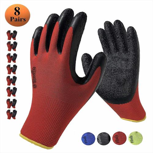 Work Gloves with Textured Firm Grip Coating MEDIUM SIZE -8 Pack