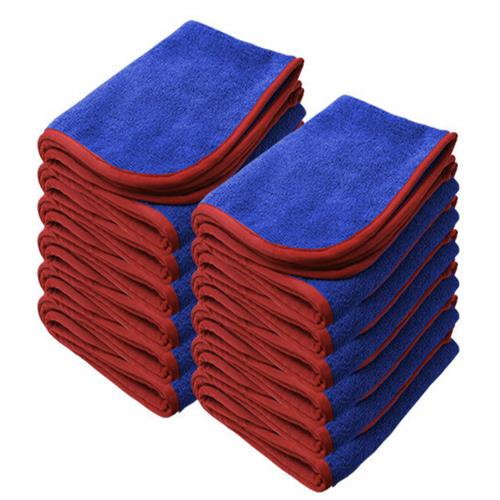 15"x 24" Royal Blue Regular Microfiber Towel With Red Trim